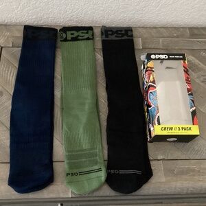 3 Pack PSD Crew Socks Men's Shoe Size 6-12.5 NWT in Gift Box
